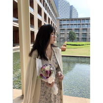 Spot Toe Fascia Shabli Flower Sea Fall Method Style Tandem Dress Micro Fat MM Loose Sensible Slim Long Sleeve Crummy Dress