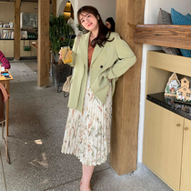 Toe tendons (spot)fat pure desire suit double placket patch bag profile jacket women loose thin design sense