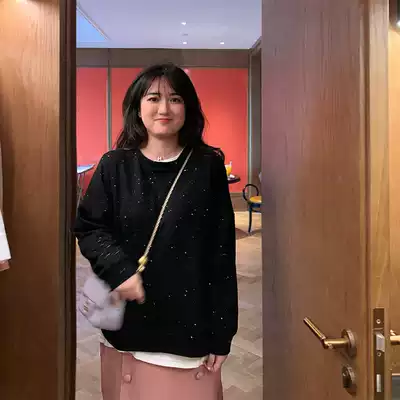 Toe tendons slightly fat MM Korean version of lazy wind fine flashing sweater women 2021 spring new loose slim coat