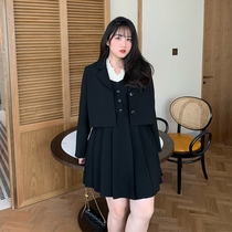 Toe tendons loose Korean version of the fashion suit women thin 2021 spring pleated a word suspender dress suit