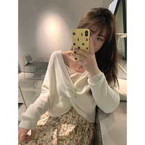 Toe tendons (spot)Spring Chanson fat mm Korean version loose thin sweater womens irregular knitted top