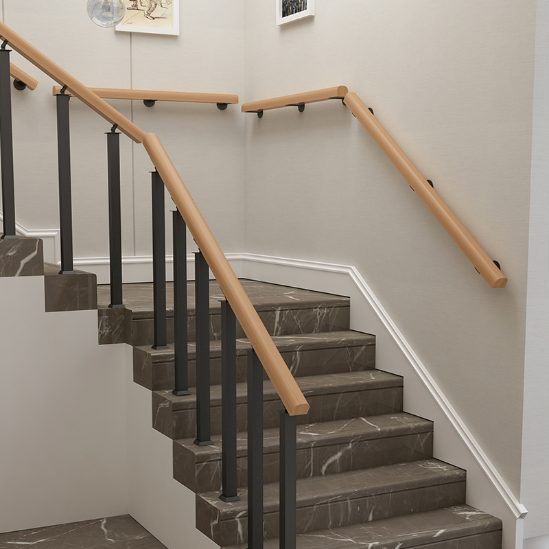 Solid wood close to wall Armrest Iron Art Stairway Post Railing Simple Fence Home Guard Rail Villa Attic Balcony Room