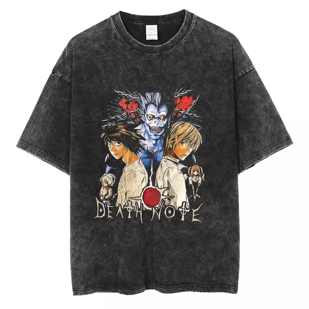 Японский аниме Death Note Wash Black Cotton T -футболка MISА LAWLIET черная майка-весна лето Street
