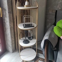 Living room shelving shelf floor style containing sofa side TV side lockers leaning on art feeling light and luxurious hardware