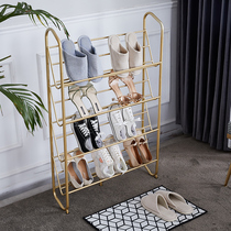 Ultra slim shoe rack 17cm doorway rear narrow small mini simple iron art style multilayer free of installation Provincial space skew-style