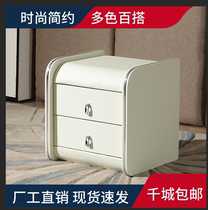 Bed Head Cabinet Solid Wood All Modern Simple North European Small Pure Simple Ultra Narrow Bedroom White Leather Girl Child Light Lavish