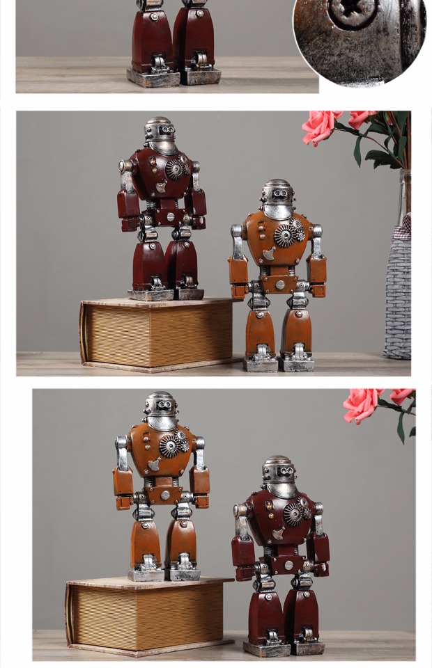 Sáng tạo retro công nghiệp cơ khí gió sắt người đàn ông robot trang trí nhà phân vùng tủ rượu tủ nghiên cứu trang trí phòng shop bán đồ dcor phòng