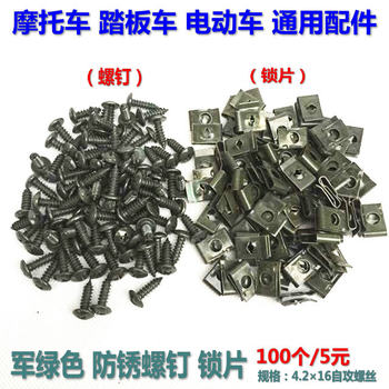 Self-Tapping Screws and Nuts Cards, Special Anti-Rust Nails for Motorcycles and Electric Vehicles, Green-Plated Self-Tapping Screws and Clips