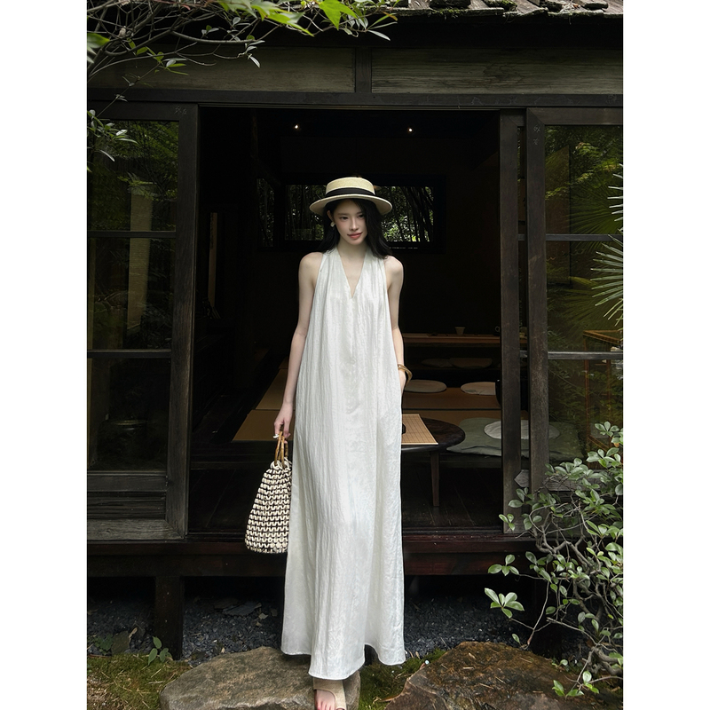 Chuchuelara Linen | Tencel White Sleeveless Dress for Women, Summer Old Money Style, Relaxed Long Dress Chuchuelara Linen | Tencel White Sleeveless Dress for Women, Summer Old Money Style, Relaxed Long Dress