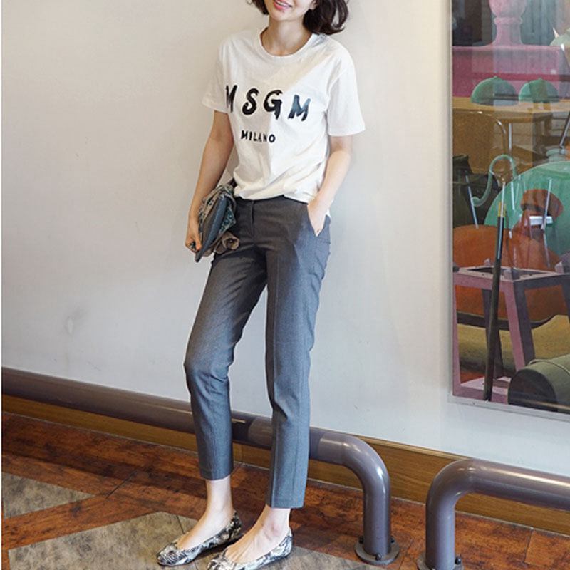 Korean suit pants women's summer 2021 new summer casual thin section cigarette pipe pants cigarette pipe pants nine-point pants
