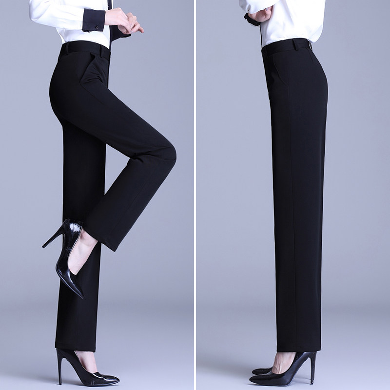 Blazer pants spring summer professional work hanging feeling thin trousers women straight high waist loose small leg pants black work pants