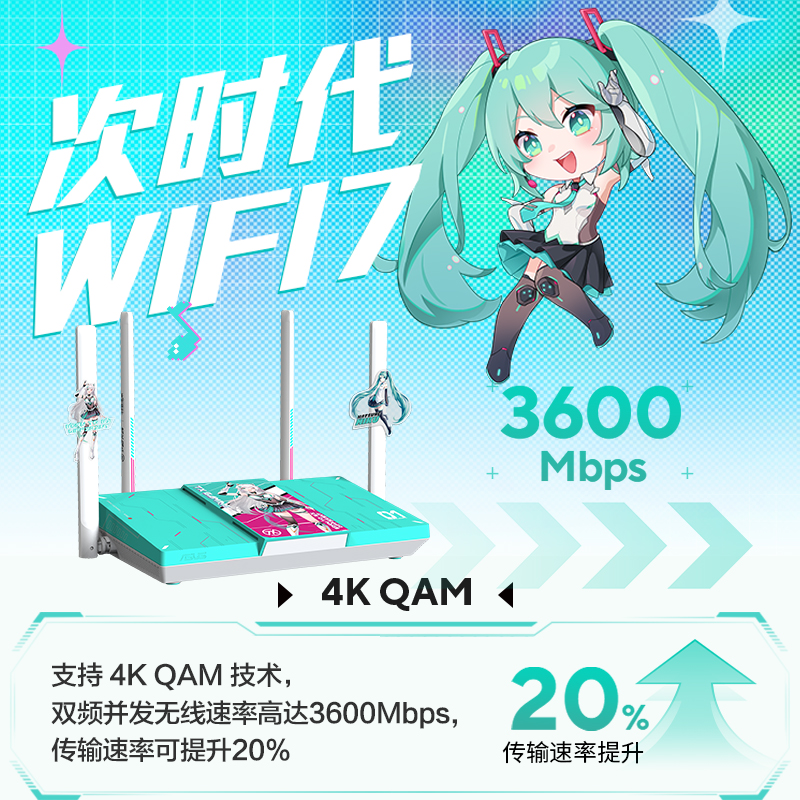 初音未来WiFi7路由器电竞游戏无线加速千兆路由 2.5G口 Ai随心组路由器