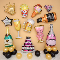 Adult bar party decoration champagne bottle wine glass balloon wedding room decoration Valentines Day childrens birthday