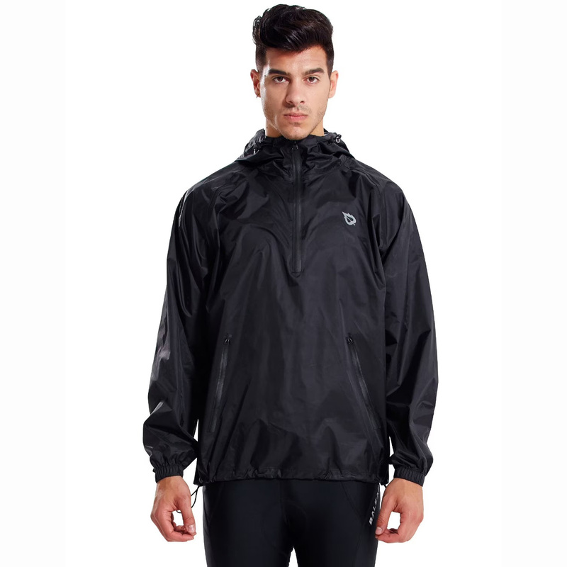 Outdoor Export Half-Zip Men's Raincoat Waterproof Windproof Hooded Pullover Packable for Cycling, Running, and Fitness