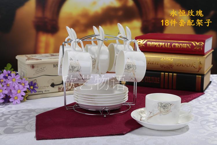 Sáng tạo xương cốc cà phê Trung Quốc thời trang châu Âu bộ cà phê gốm vàng tách cà phê đặt với muỗng với kệ - Cà phê dụng cụ pha cold brew