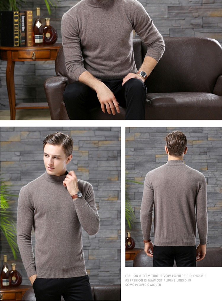 Ordos City 100% áo len cashmere nguyên chất nam cao nửa cổ áo len dày áo cổ lọ nam