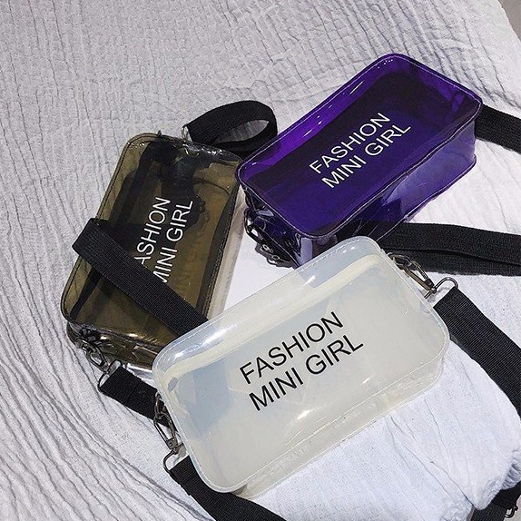 Fairy small bag girl 2018 new mini ins super hot bag oblique summer chic student transparent jelly bag