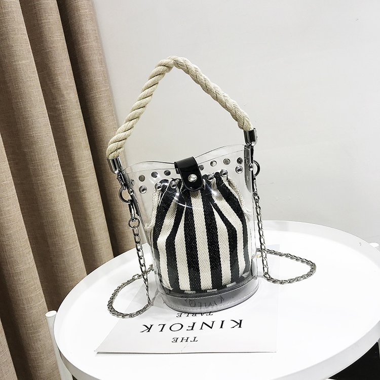 Transparent jelly bag female 2018 new ins super hot summer mini bucket bag fairy chain Messenger bag small