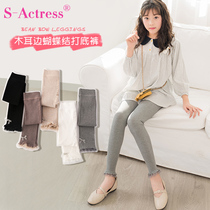 Girl Beats Bottom Pants Spring Dress 2020 New Children Butterfly Knot Foreign Air Long Pants Spring Autumn Outside Wearing Thin pants thick