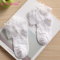 Children Short Socks Lace Lace Lace Socks Cotton Baby Socks Girl Short Socks Cotton Students White Flowers Princess Socks