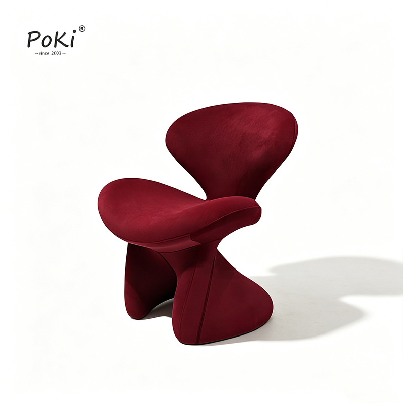 Italian-Style Light Luxury Makeup Chair, Dressing Stool, Minimalist Designer Dining Chair, Red Creative Petal Modern Dressing Room Chair