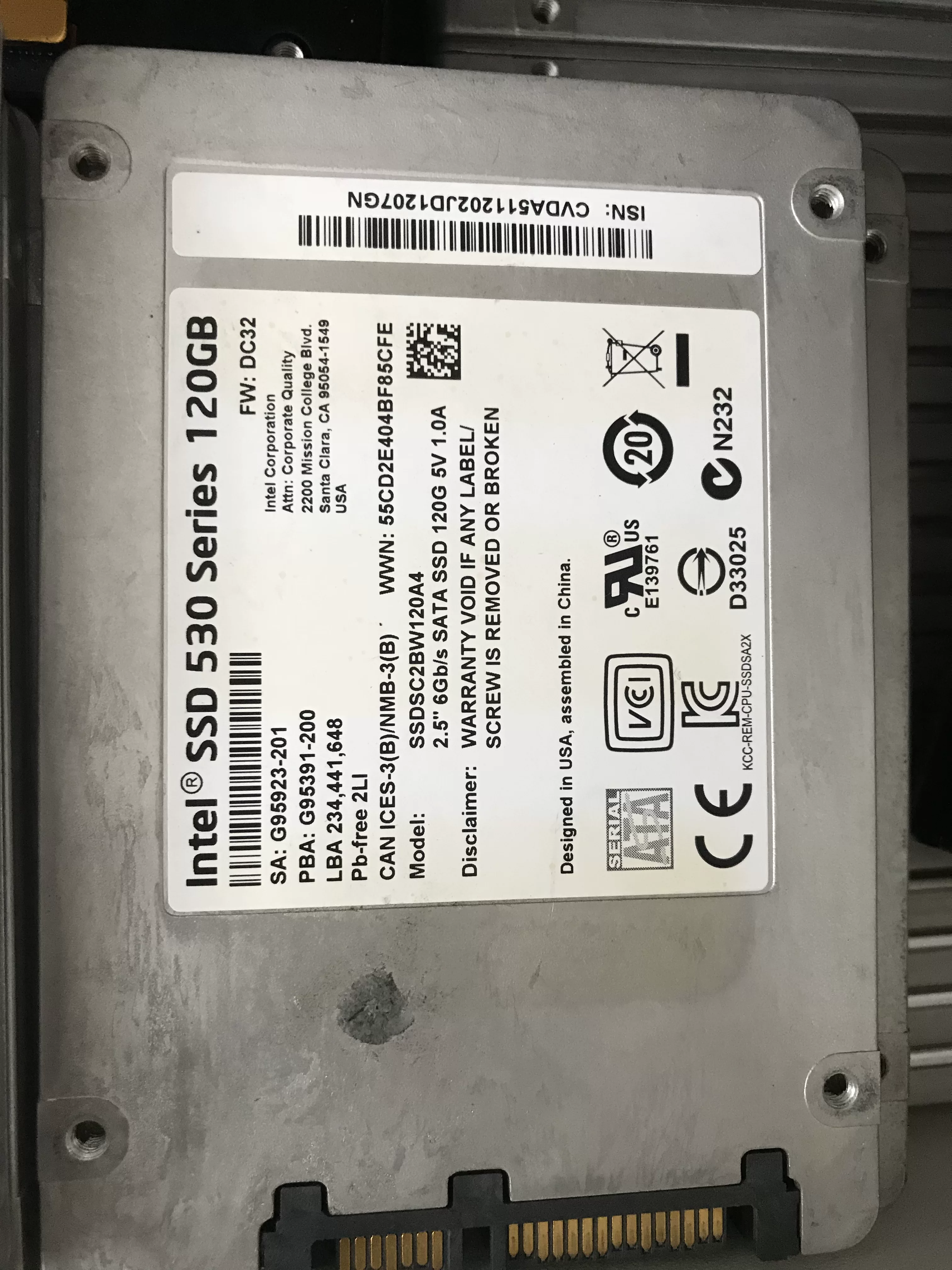 Intel/ 530 120G ноутбучный твердотельный диск оригинальная гарантия подержанная твердотельная