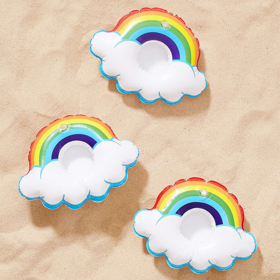 ins exploits rainbow cloud cup seat inflatable water cup mat floating drinks cup depute water filming props