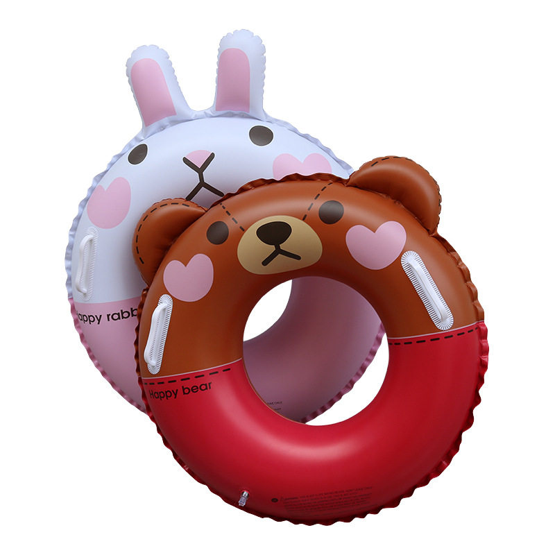 The new ins net red inflatable brown bear Kenny rabbit children's swimming ring thickened lifebuoy 3-10 years old playing in the water