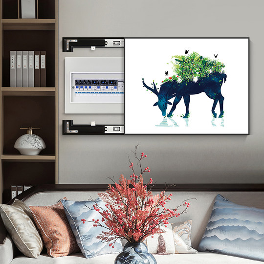 Caja de medidor de pared nórdica, caja de distribución de pintura decorativa, pintura de bloqueo, mural para sala de estar, caja de interruptor, pintura colgante sin perforar