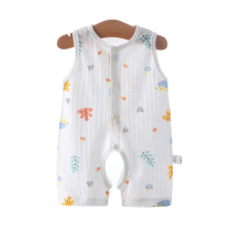 Baby sleeveless jumpsuit female male baby Summer cotton coat thin breathable mesh vest newborn climbing suit