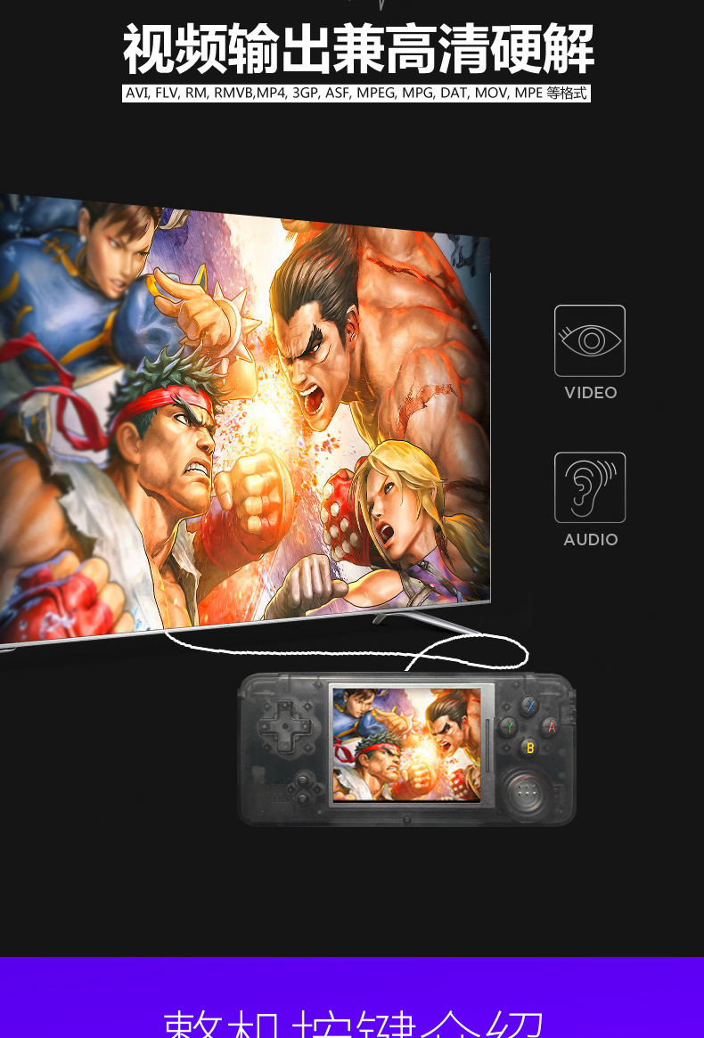 Cool con RETRO phiên bản bàn chải kép hệ thống arcade cầm tay hoài cổ FC cầm tay trò chơi PS3000 1 - Bảng điều khiển trò chơi di động máy chơi game không dây