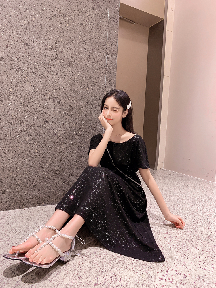 VK旗艦店 韓系復古蝙蝠袖顯瘦后背交叉露背短袖洋裝