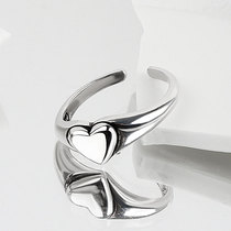 Korean version of ins niche design sense of temperament minimalist Joker love heart-shaped opening ring female student jewelry