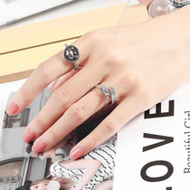 South Koreas East Gate round elephant retro ring ins Womens Light luxury personality Tide people wild match cold wind ring