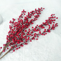 Simulation 3 Fork Red Berries Fruit Hair Chahed Fruit Long Branches Syth Bean Foam Fruit Family Residence Decoration Simulation Plant Props