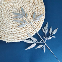 Christmas 38CM Gold Powder Christmas Leaves Birthday Party Decorations Atmosphere Supplies Christmas Tree Fake Leaves Plugins