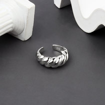European and American twist opening ring female horn bag food finger ring wide face twill adjustable ring manufacturers spot