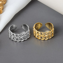 Twist chain knitting opening ring female INS cold wind Net red with the same temperament girl retro feeling ring