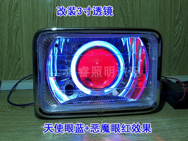 GS125 vuông đèn pha lắp ráp đèn xenon sửa đổi - Đèn HID xe máy đèn pha bi cầu xe máy