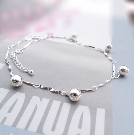 S925 sterling silver vòng chân Hàn Quốc thời trang chuông đơn giản vòng chân nữ trang sức bạc năm nay sợi dây màu đỏ vòng chân