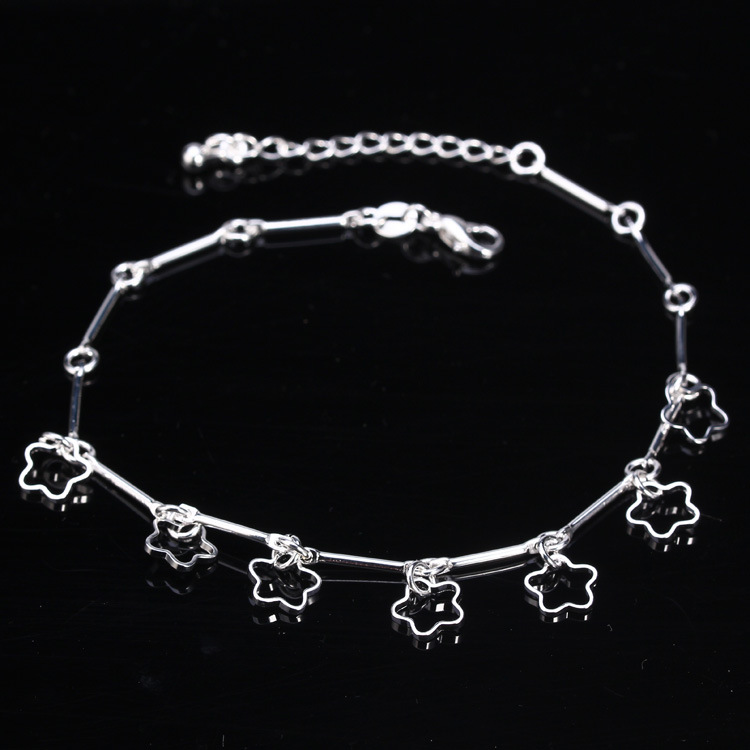 S925 sterling silver vòng chân Hàn Quốc thời trang chuông đơn giản vòng chân nữ trang sức bạc năm nay sợi dây màu đỏ vòng chân