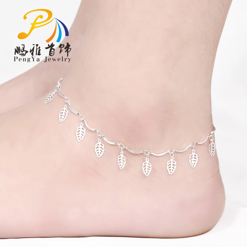 S925 sterling silver vòng chân Hàn Quốc thời trang chuông đơn giản vòng chân nữ trang sức bạc năm nay sợi dây màu đỏ vòng chân