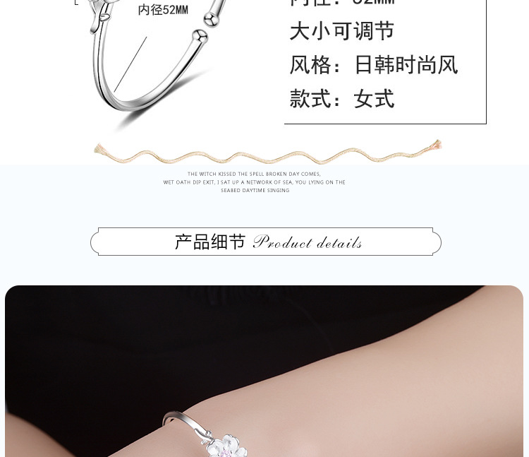 Nhật Bản tươi hoa anh đào hồng flash kim cương điều chỉnh vòng tay mềm mại chị bạc trang sức vòng tay quà tặng nữ gió lạnh vòng tay nữ đẹp