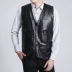 Áo vest da nam trung niên pu da quilt clip cha tải ông ngoại mùa thu mặc ấm cộng với áo nhung cotton áo ghi lê nam Áo vest cotton