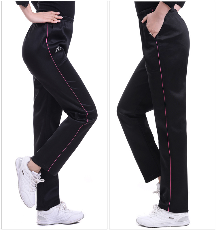 Quần thể thao nữ trung niên cộng với quần nhung nữ thể thao size lớn xuân hè thu đông quần cạp cao quần âu thẳng mẫu áo kiểu trung niên
