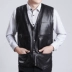 Áo vest da nam trung niên pu da quilt clip cha tải ông ngoại mùa thu mặc ấm cộng với áo nhung cotton áo ghi lê nam Áo vest cotton