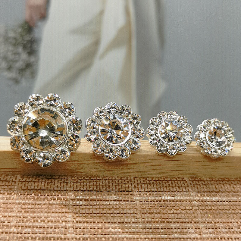 Exquisite flower metal spring and summer skirt shirt rhinestone button