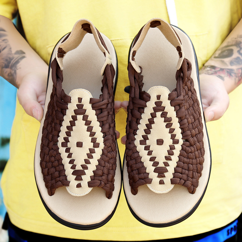 Handwoven sandals Men's 2022 Spring Summer New Korean version Fashion trends Outdoor cool Drag Casual Beach Shoes