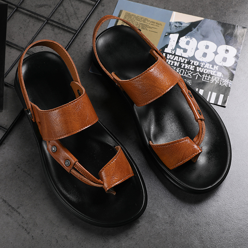 Sandals Men's 2022 Spring Summer New trends Vietnam beach shoes 100 hitchhiking casual clip toils genuine leather men cool slippers