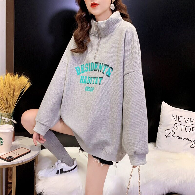2022 Spring Autumn Season Pregnant Women's Sweatshirt Slim Fit Collar Large Size Code Loose Medium Long Version Blouse Spring Dress Without Overcoat Of Arms
